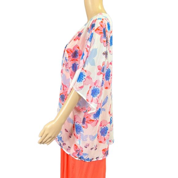 Womens Boutique Kimono Wrap Shrug Shawl Sheer Floral Print Lightweight Small - Picture 5 of 10